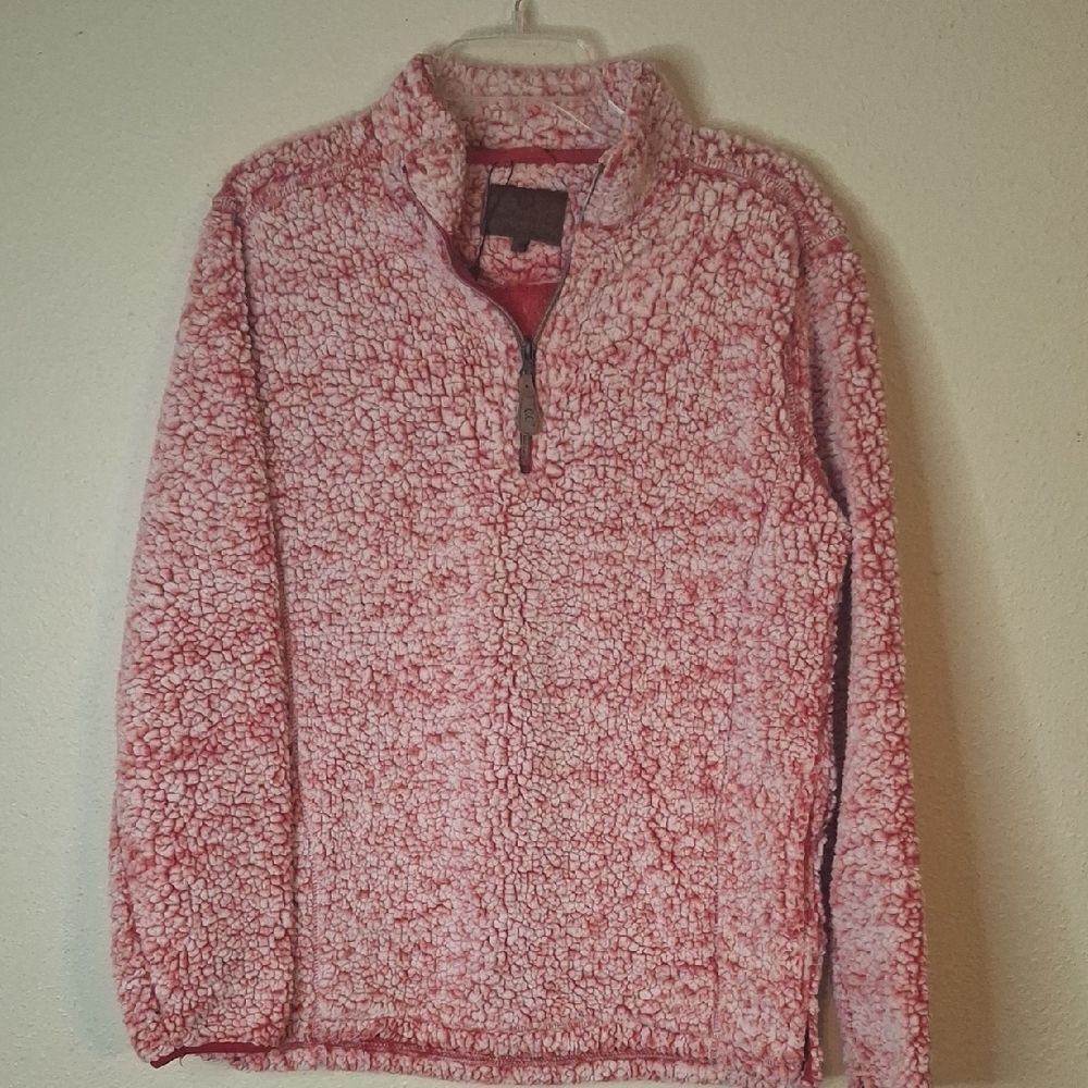 Cozy Pink Sherpa Quarter-Zip Sweater size small